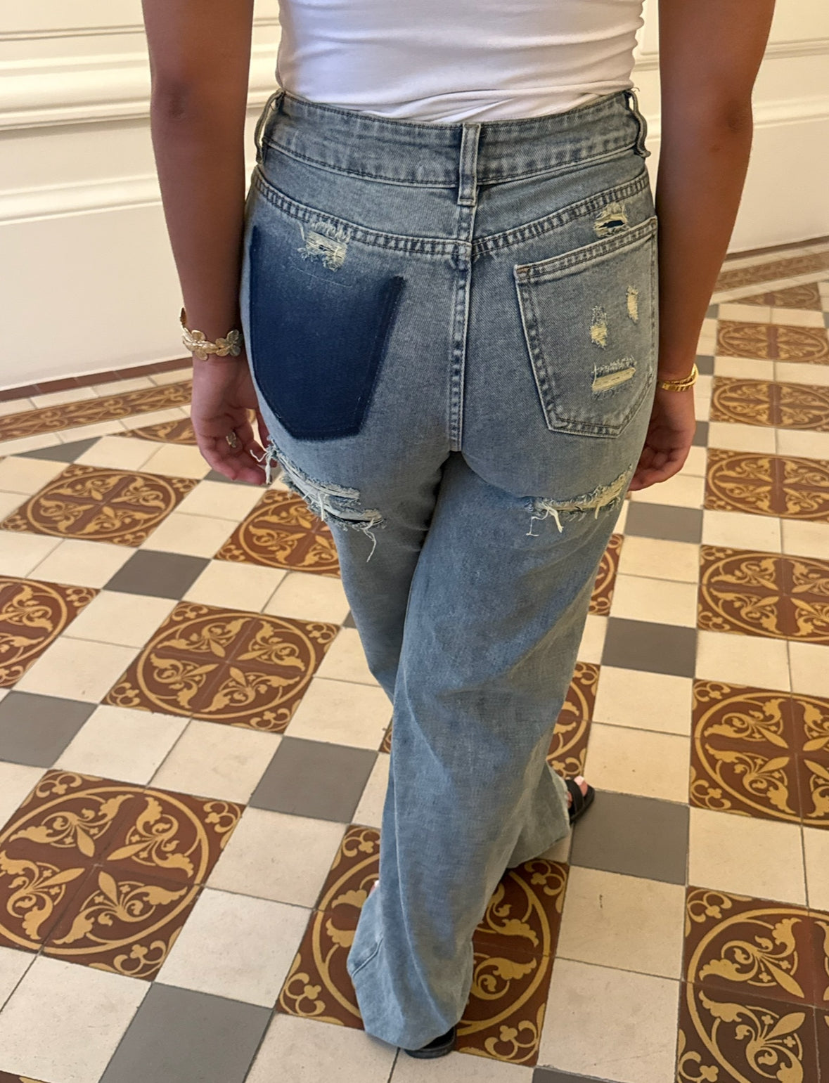 Jean Natacha Patch Arrière – Détails Effet Usé