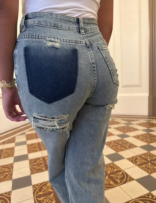 Jean Natacha Patch Arrière – Détails Effet Usé